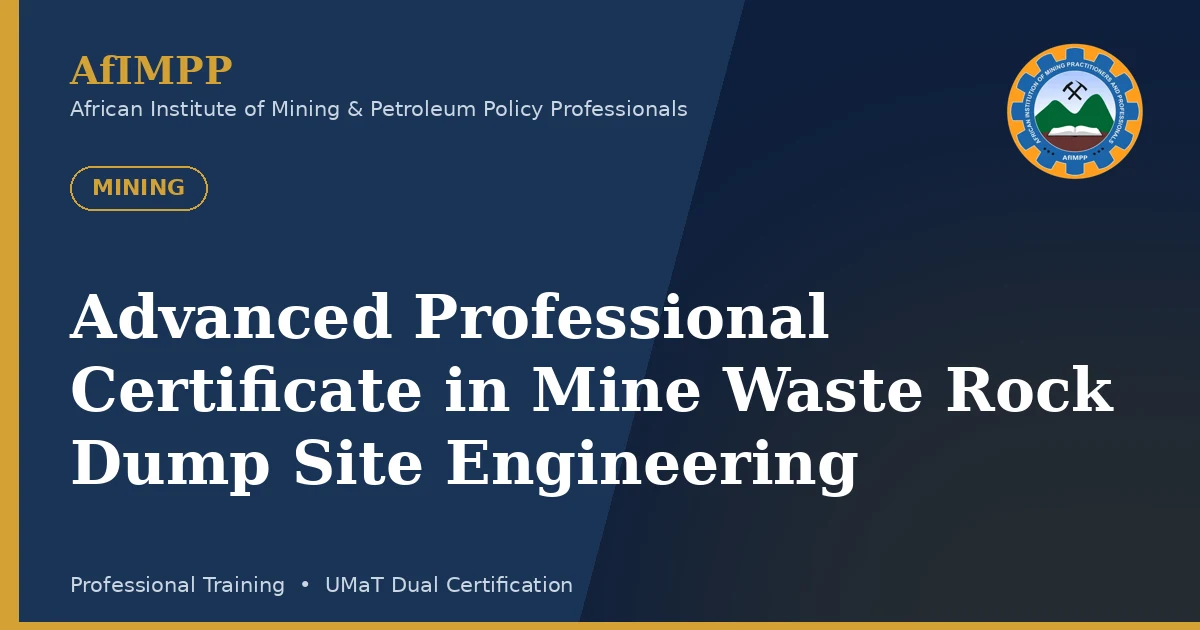 Advanced Professional Certificate in Mine Waste Rock Dump Site Engineering