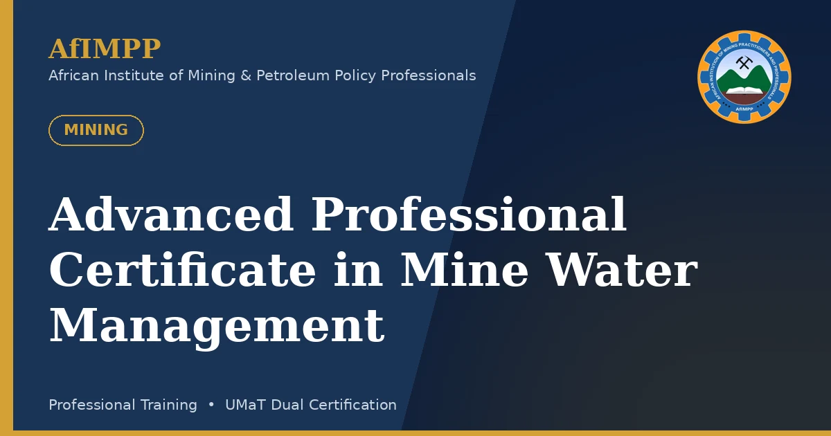 Advanced Professional Certificate in Mine Water Management