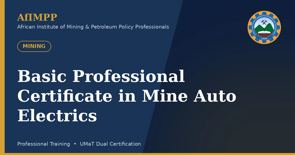 Basic Professional Certificate in Mine Auto Electrics