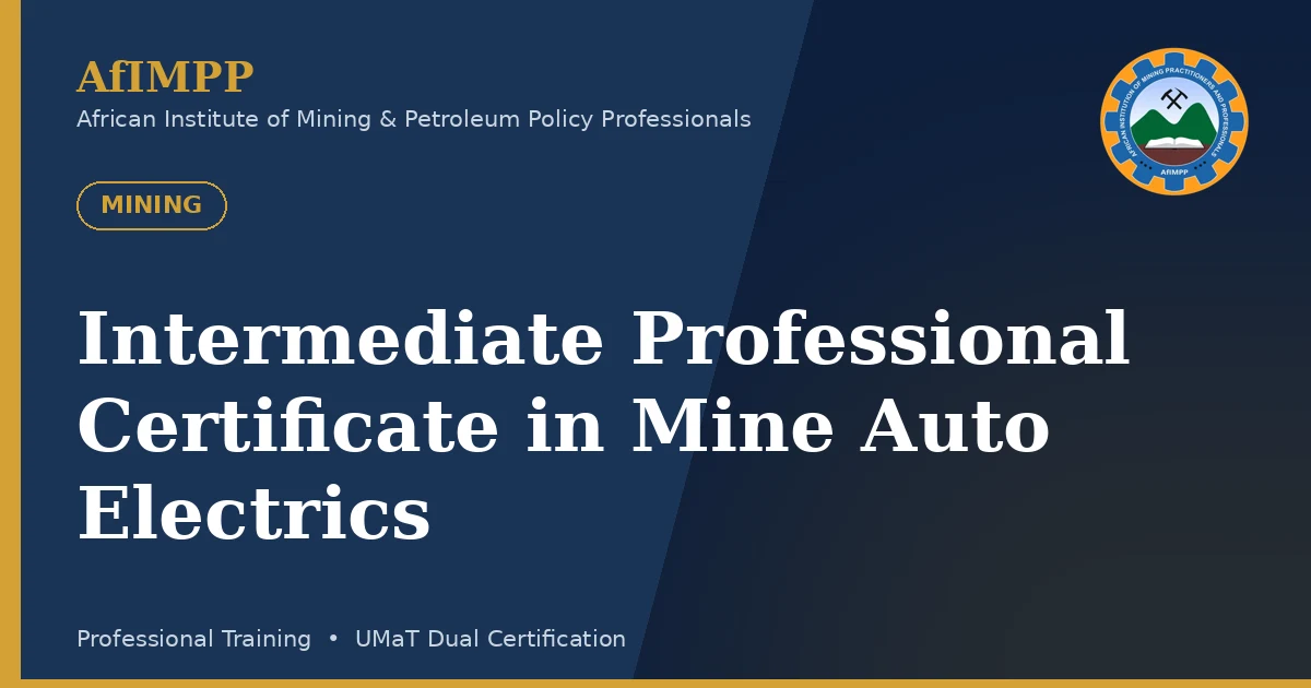 Intermediate Professional Certificate in Mine Auto Electrics