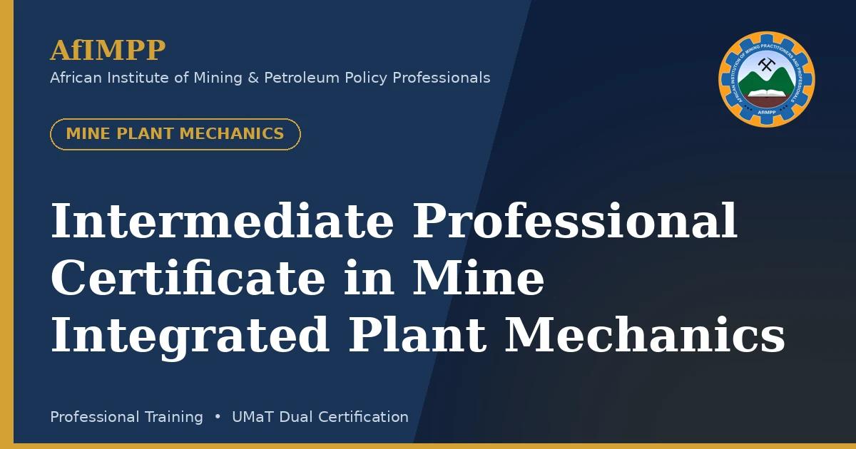 Intermediate Professional Certificate in Mine Integrated Plant Mechanics