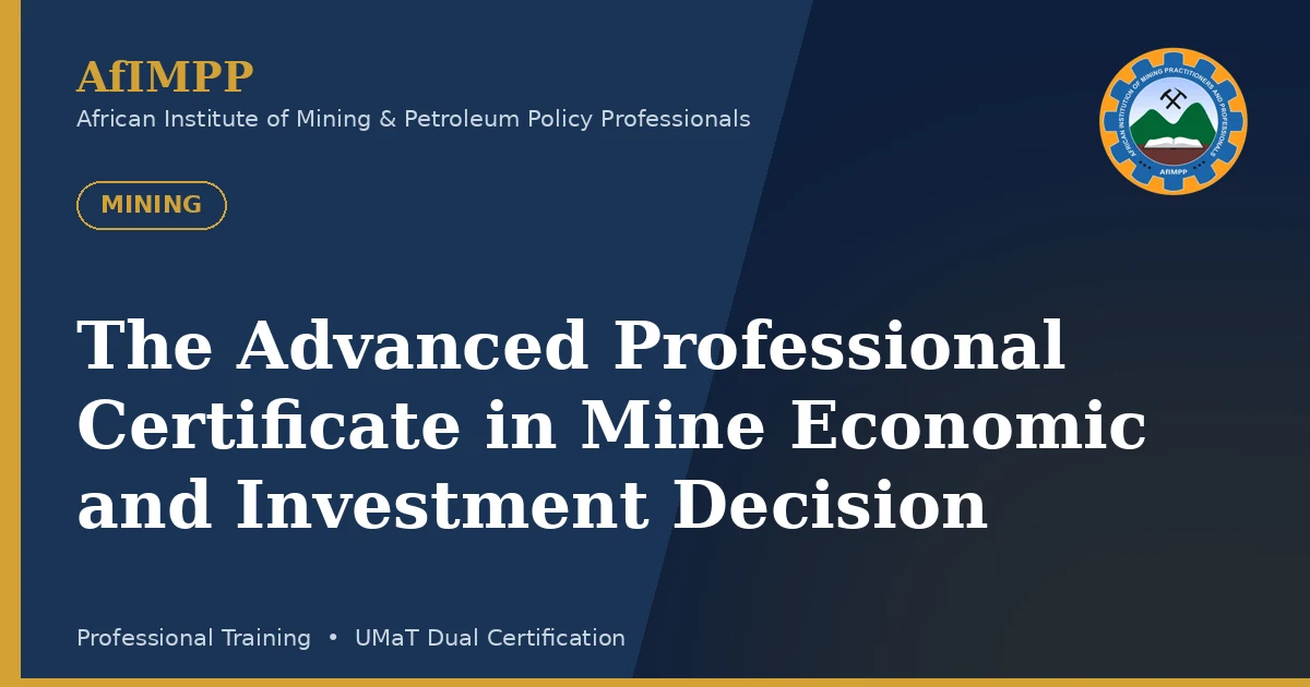 The Advanced Professional Certificate in Mine Economic and Investment Decision